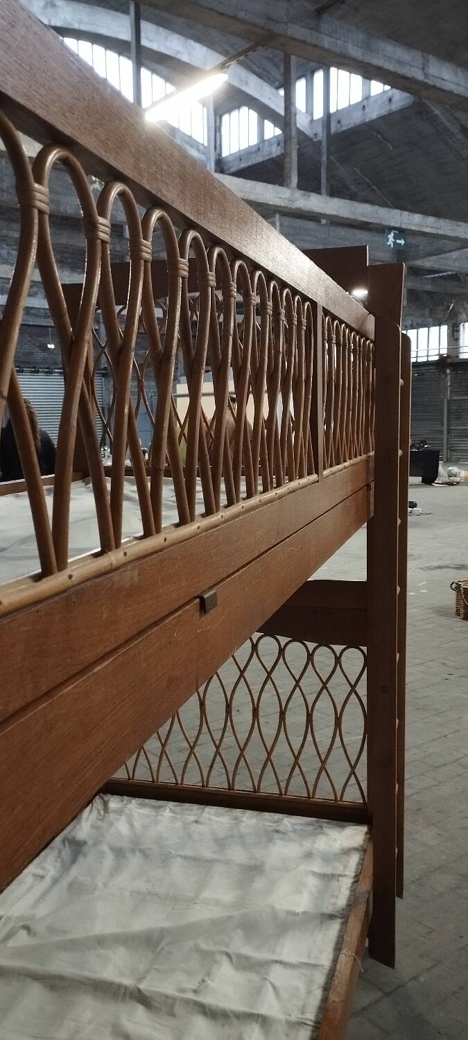 Rattan bunk bed, vintage 1960