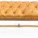 Banc de style louis xvi en bois et cuir marron capitonné
