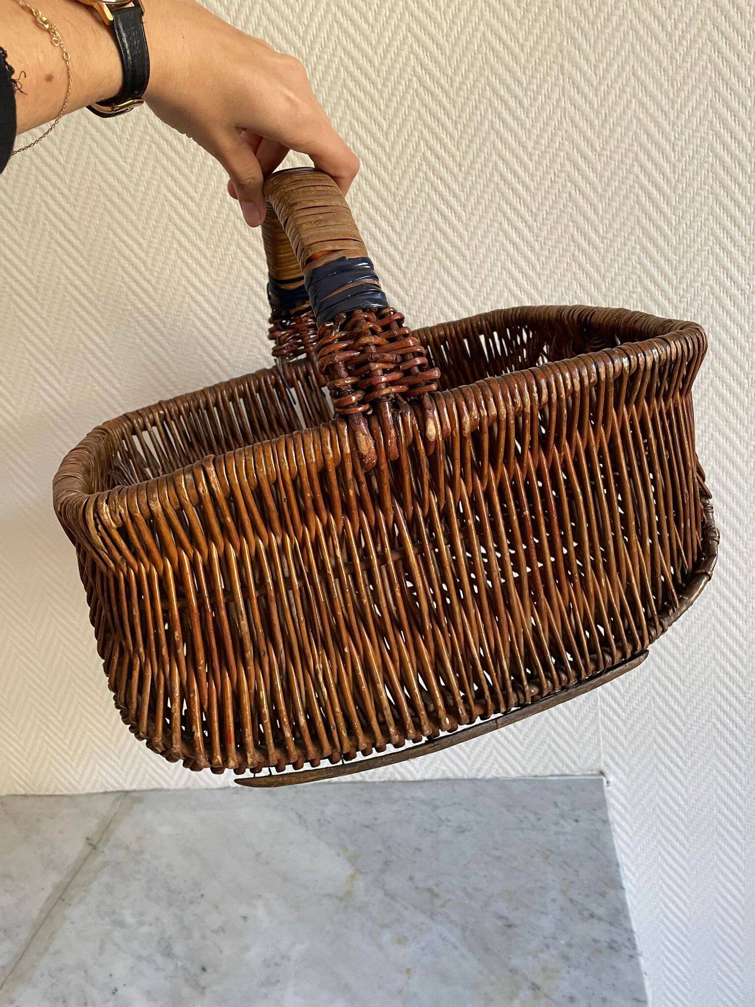 Brown wooden wicker basket