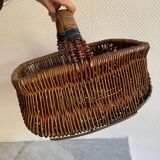 Brown wooden wicker basket