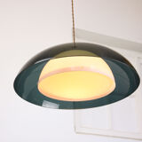 Italian green space age pendant lamp in plexiglass, 70s