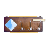 Art Deco wall-mounted coat rack with beveled mirror and 3 hooks