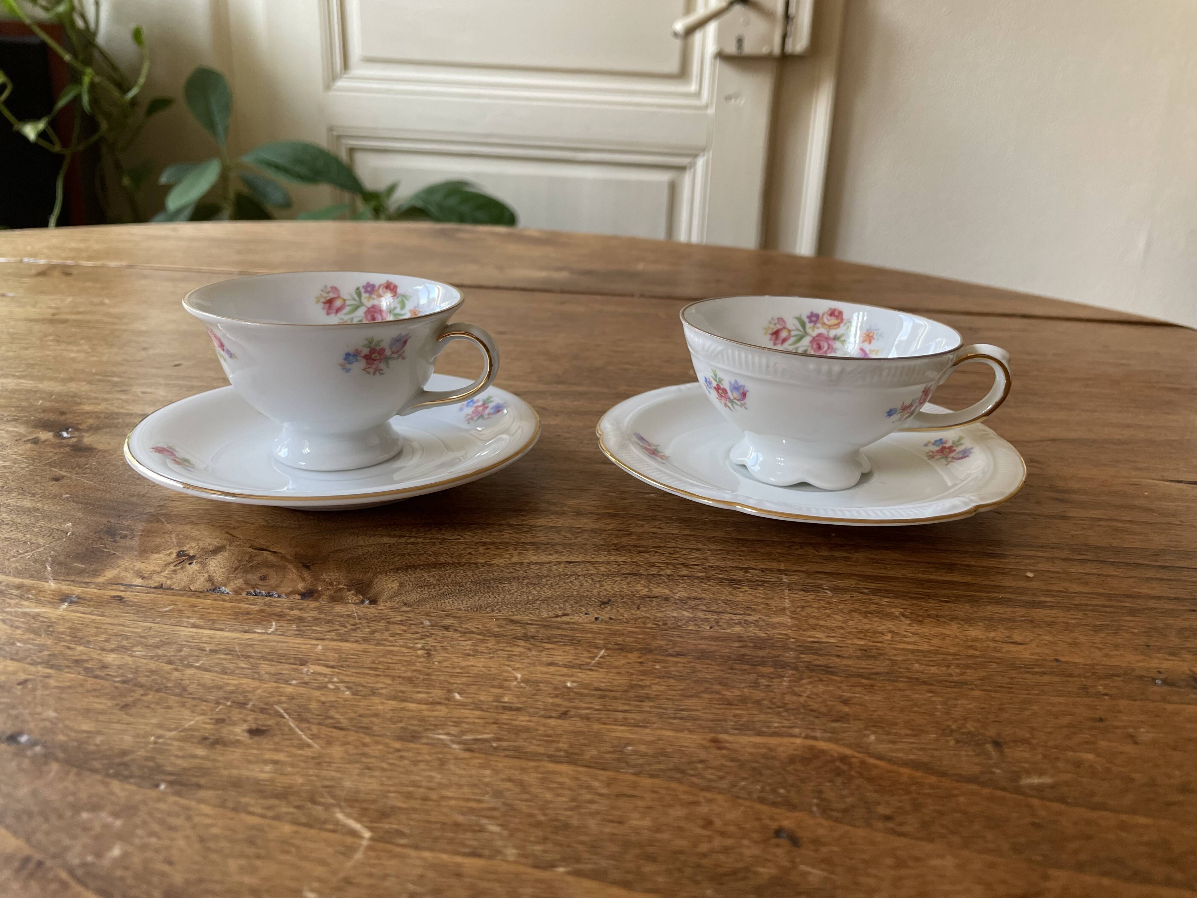 Set 2 coffee cups and saucers - Zeh Scherzer - vintage, old