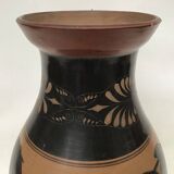 Reproduction of a Greek Attic-style black-figure vase depicting warriors