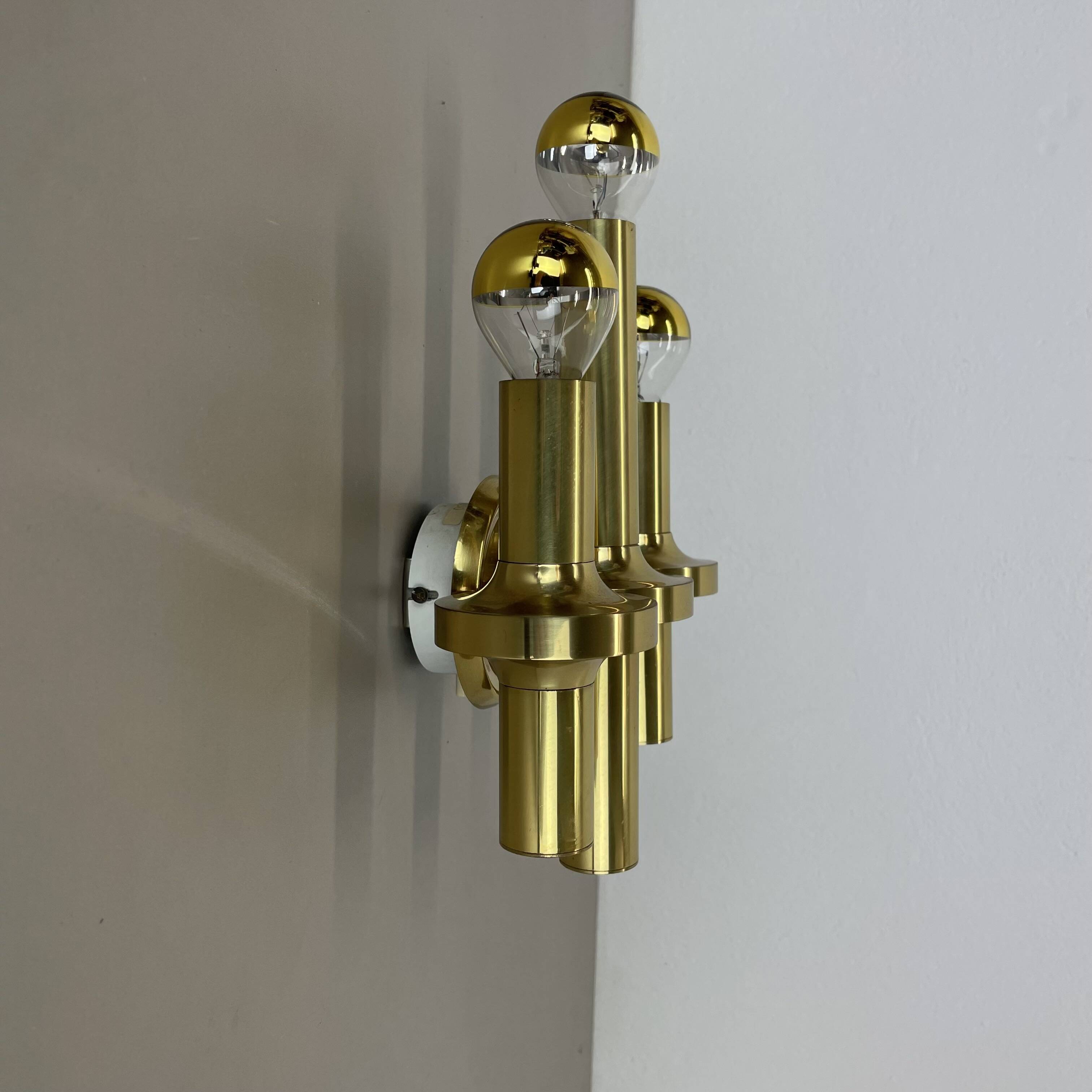 rare Brass tube "TORCH" Wall Light sconce by GAETANO SCIOLARI, Italy 1970s