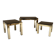 Set of three nesting side tables in brass and smoked mirror.