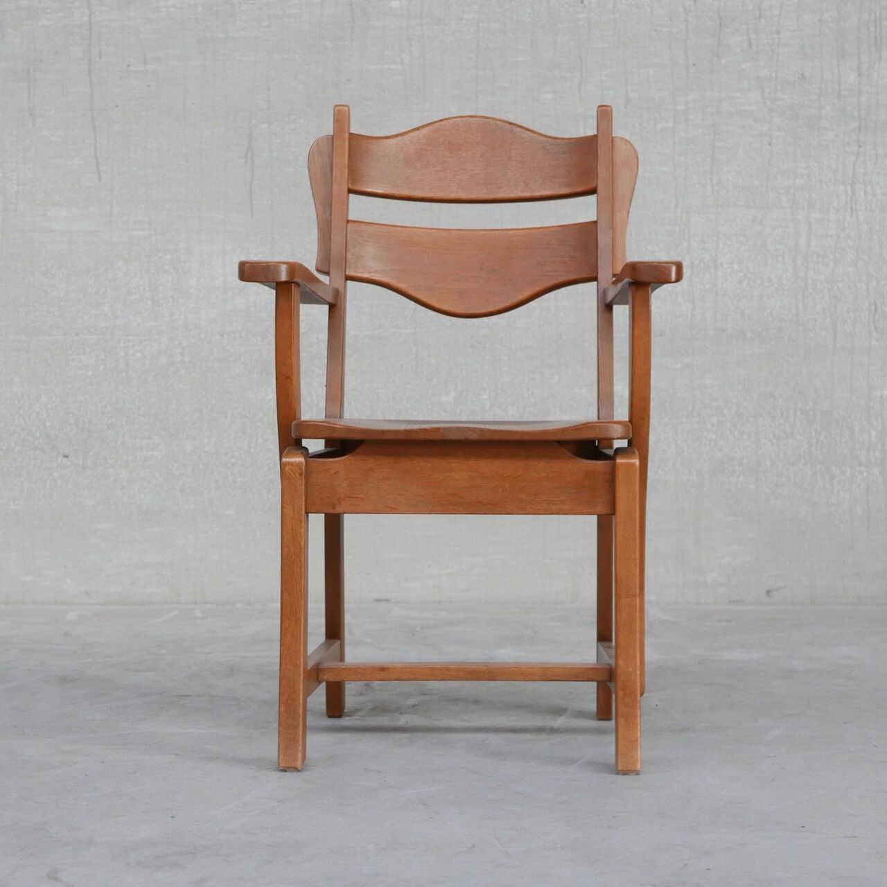 Dutch solid oak mid-century armchair