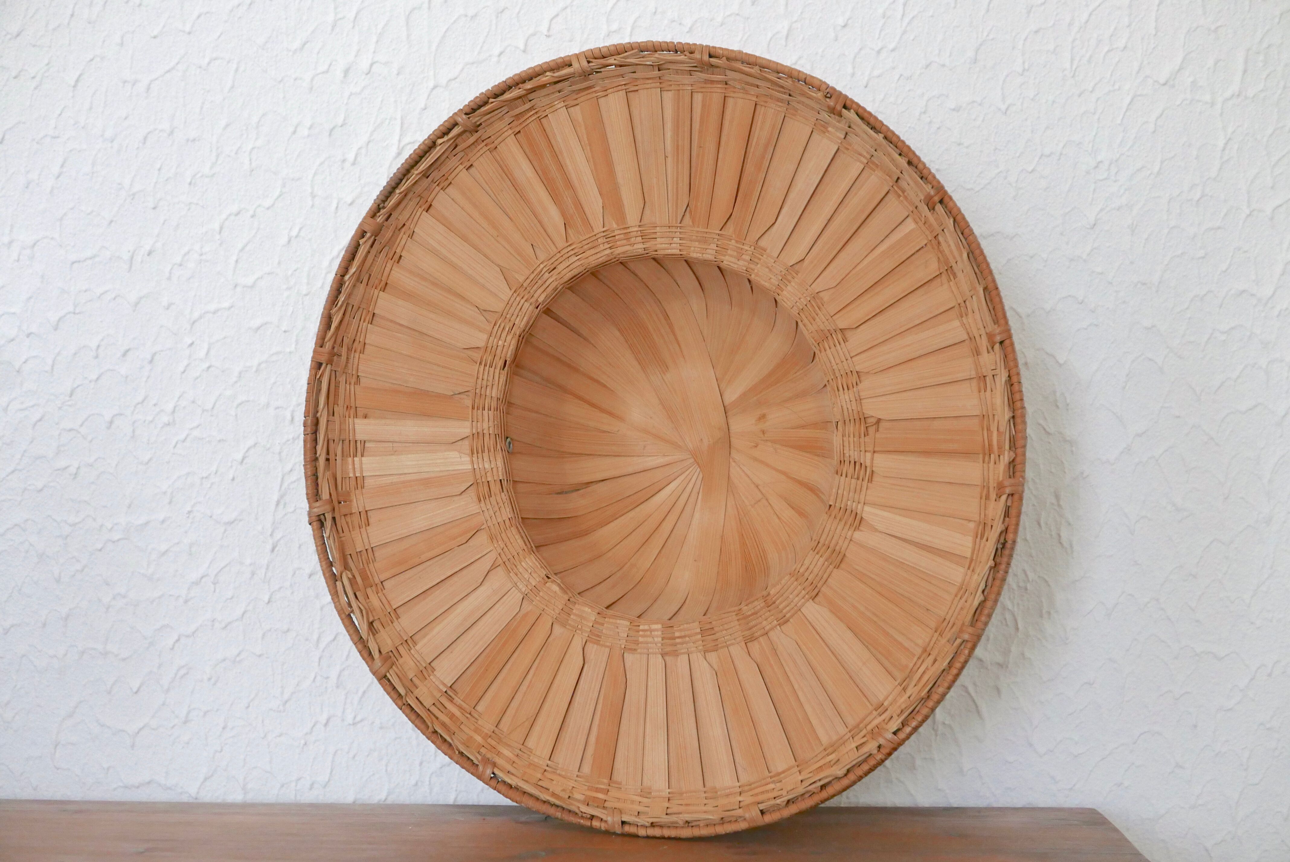 Braided ethnic hat, wall decoration, 70s