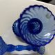 Pair of vintage cobalt blue twisted glass candlesticks h 24.5 cm