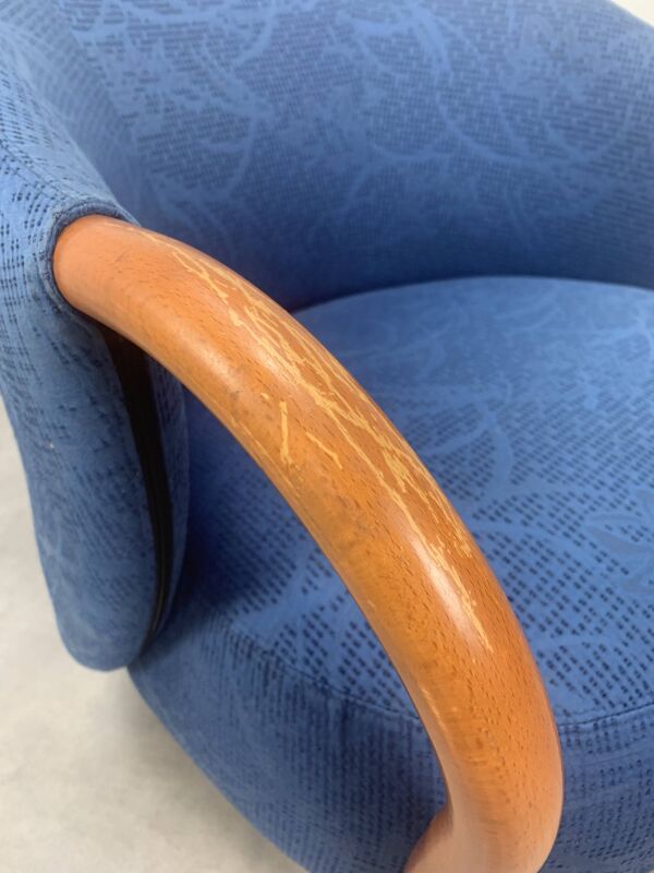 Fauteuil cinna design 1980, bleu pop