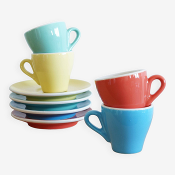 Ensemble de 4 tasses à espresso et soucoupes Cafés Richard