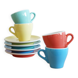 Ensemble de 4 tasses à espresso et soucoupes Cafés Richard