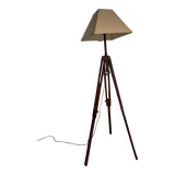 Geometric Tripod Lamp Wood and Brass