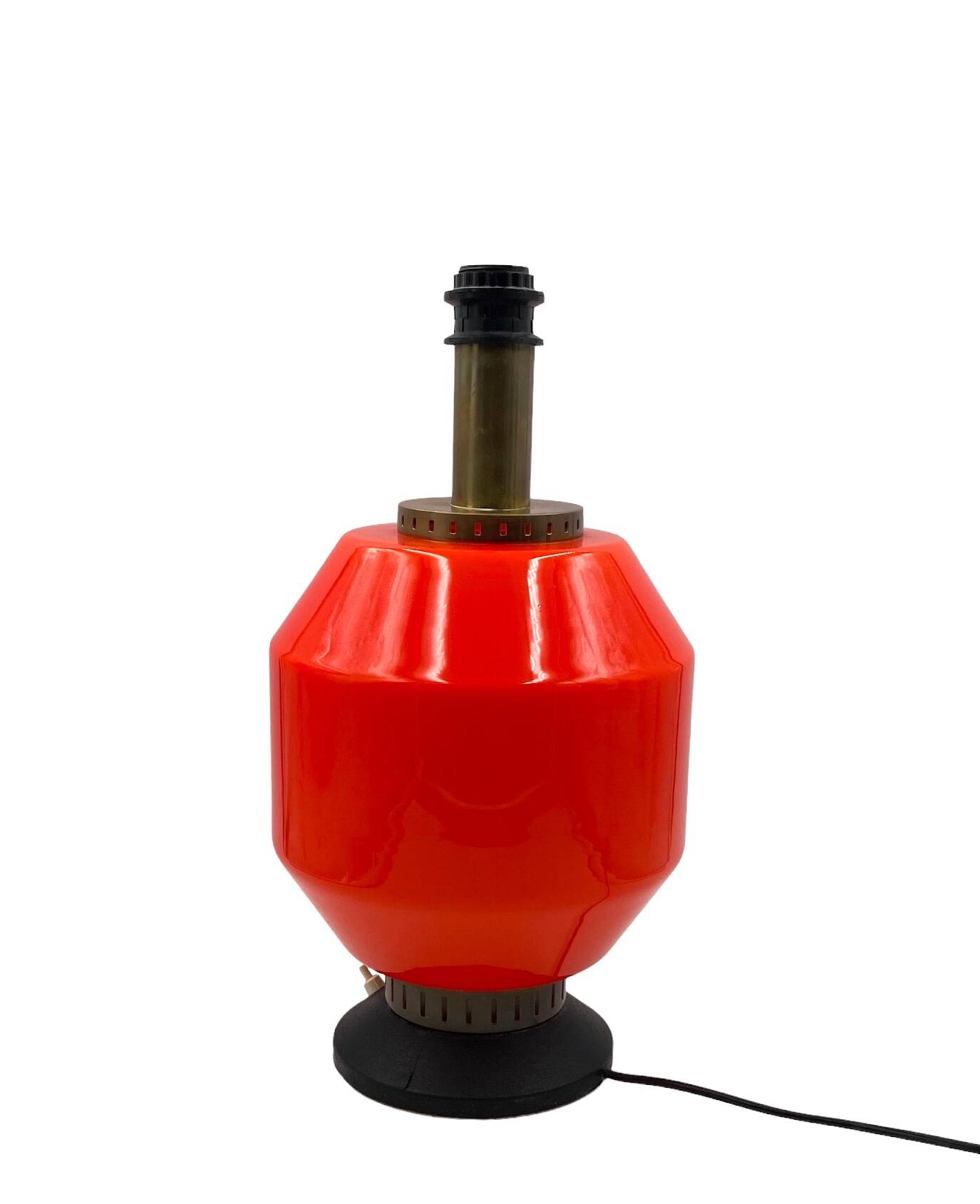 Space Age orange glass table lamp base, Italy 1960s