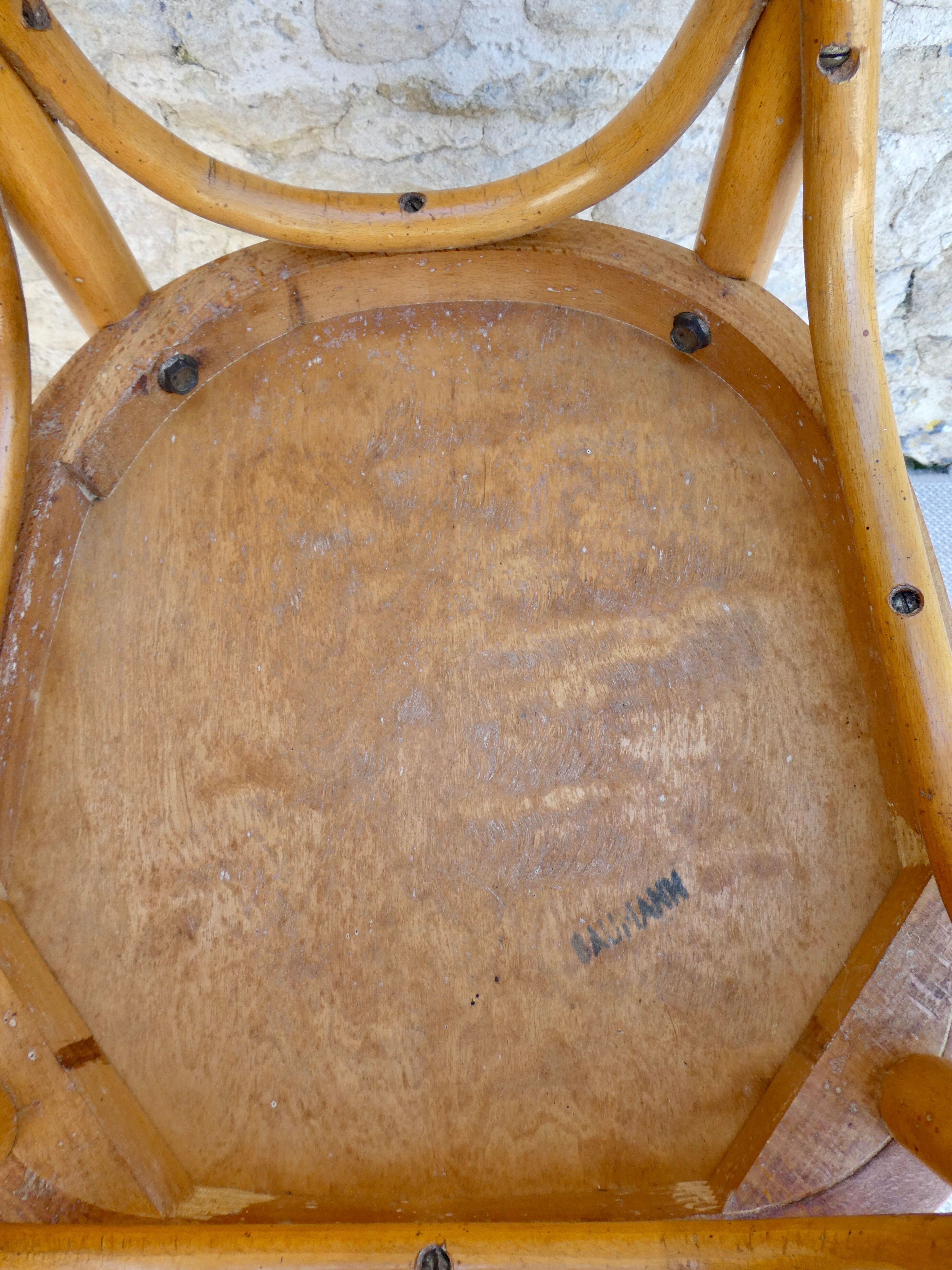 Pair of Baumann bistro chairs in light wood