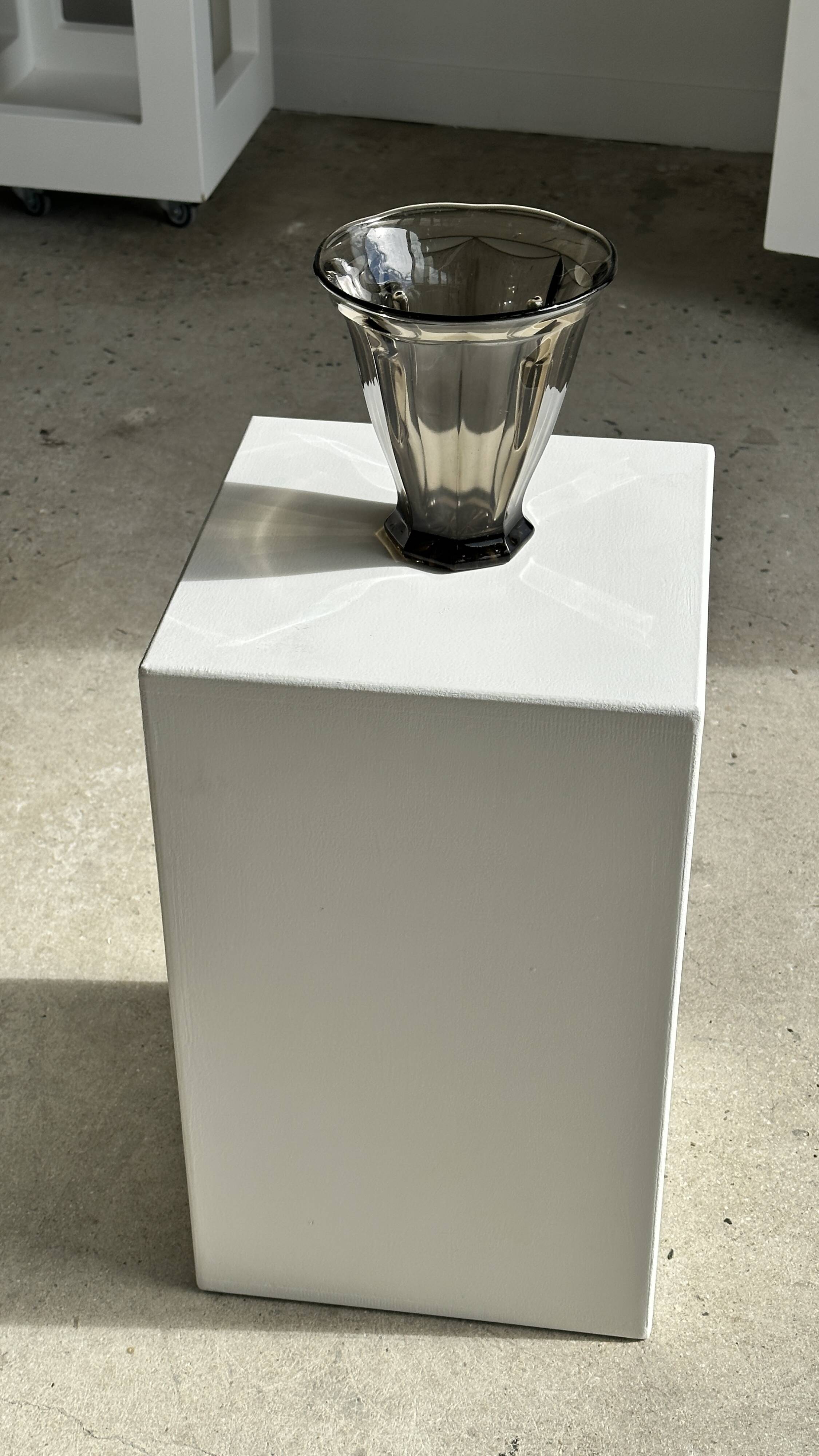 Smoked molded glass vase H:17cm