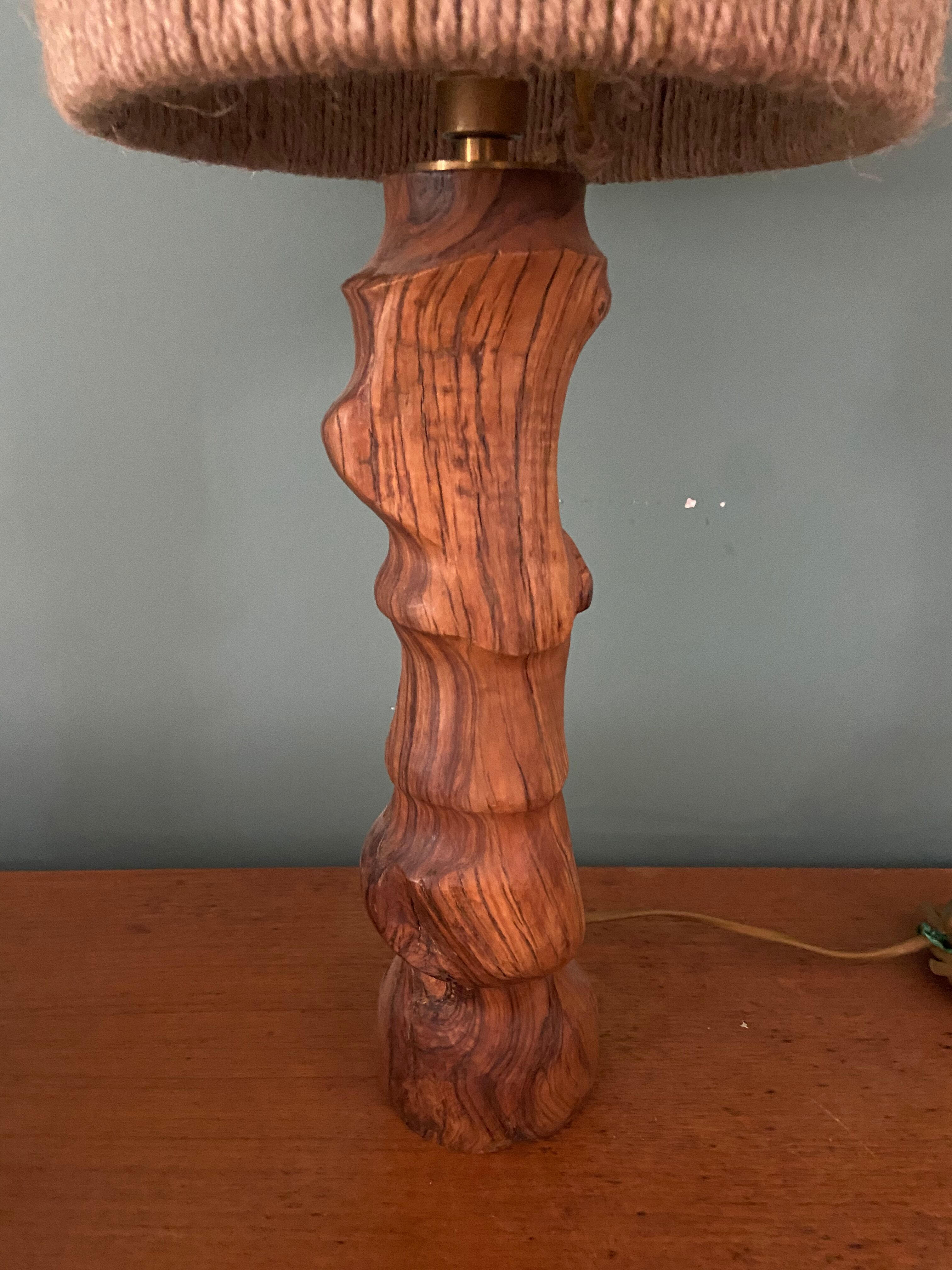 Wooden lamp and vintage rope