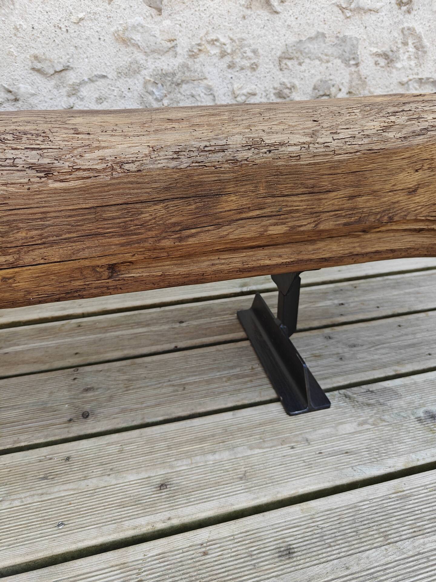 Brutalist oak bench