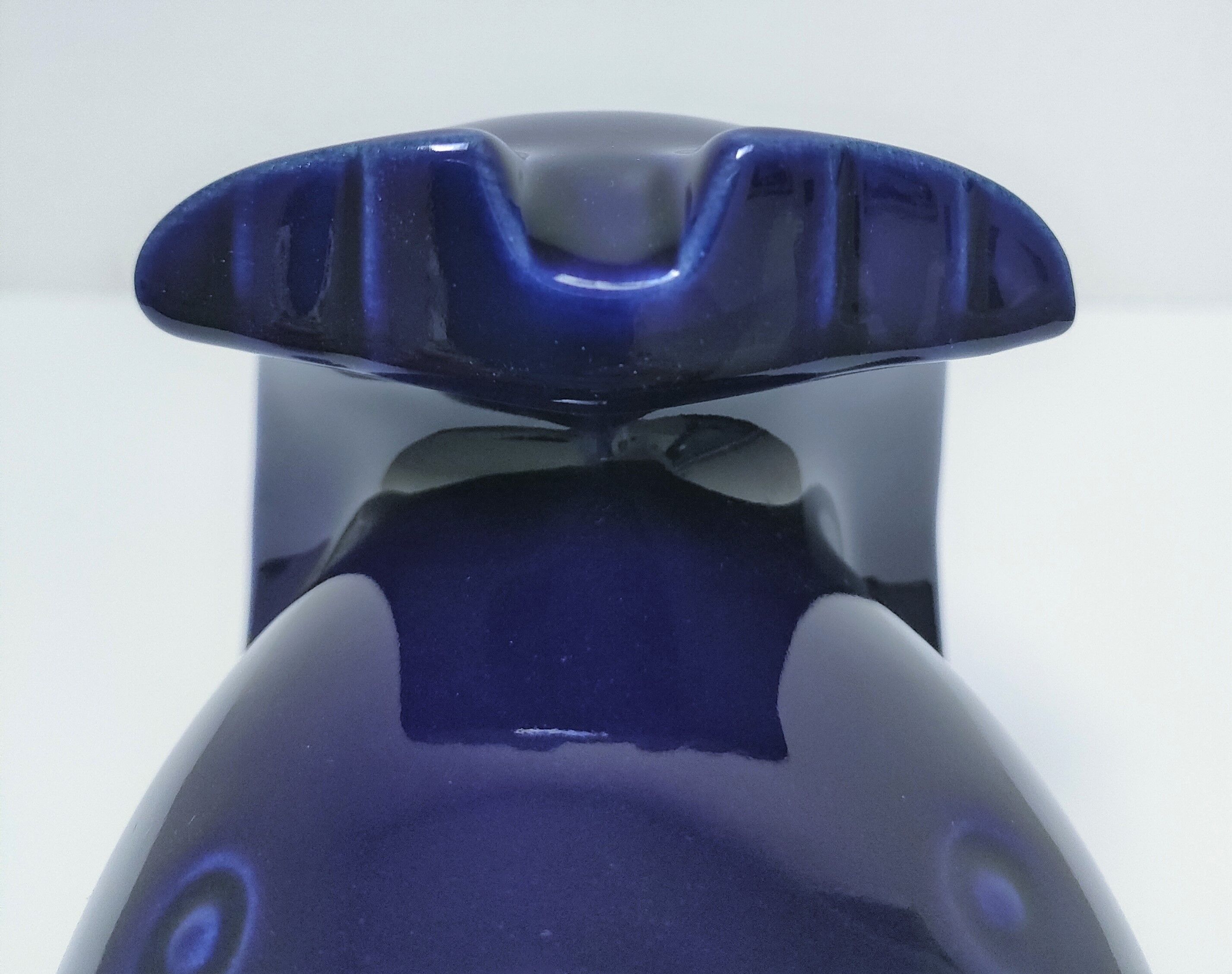 Grand cendrier poisson céramique bleue design vintage