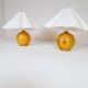 Sculptural modern table lamps from the mid-century in solid pine, Sweden, 1970s.