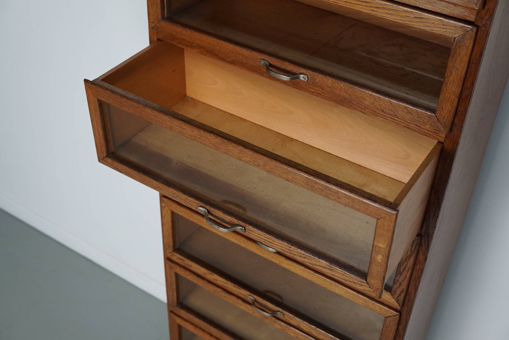 Vintage Dutch Oak Haberdashery Shop Cabinet / Vitrine, 1950s