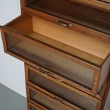 Vintage Dutch Oak Haberdashery Shop Cabinet / Vitrine, 1950s