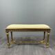 Antique gilded wooden bench in Louis XVI style, 19th century.