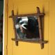 Wooden bamboo imitation mirror, antique mirror, hanging mirror, interior decor, mirror