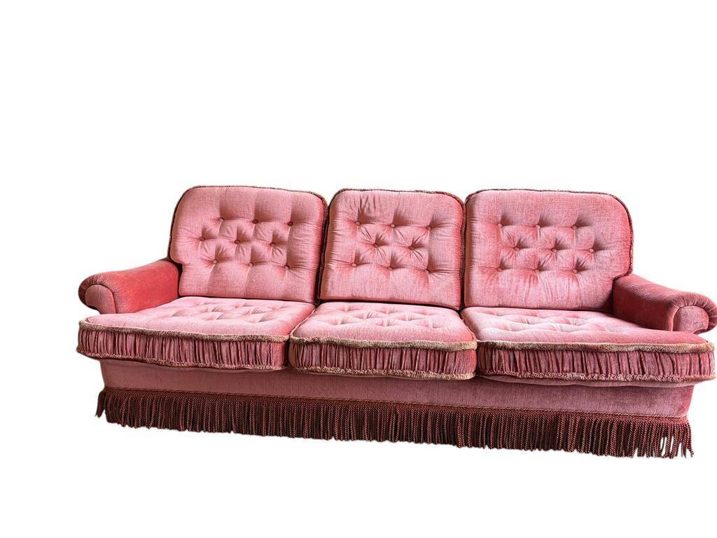 Vintage old rose canapé / armchair with fringes