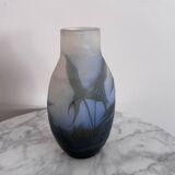 Art Nouveau vase by Gallé in acid-etched glass paste with vegetation