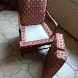 Pair of bergère armchairs with cushioned seat