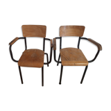 Set of 2 vintage schoolmaster chairs