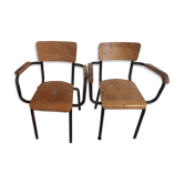 Set of 2 vintage schoolmaster chairs