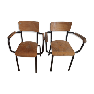 Lot de 2 chaises maître d'école vintage