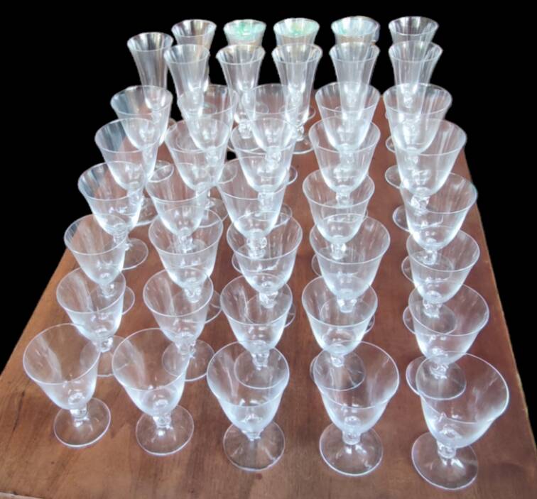 Set of 40 Daum France crystal glasses, Orval model