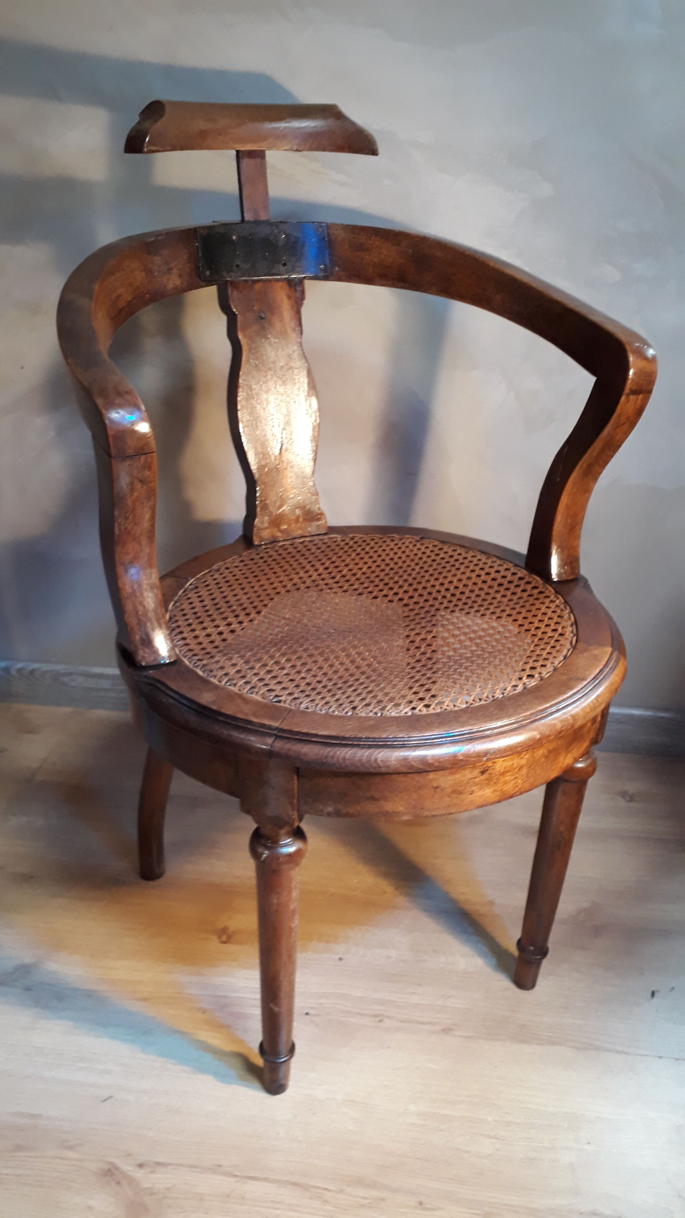 Armchair with solid wooden back seated canne 1900