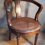 Armchair with solid wooden back seated canne 1900