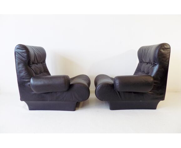 Otto Zapf sofalette leather lounge chair set 2 seater | Selency
