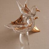 Glass knife rest with bird and golden leaf (set of 6)