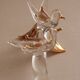 Glass knife rest with bird and golden leaf (set of 6)