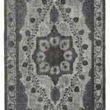 Hand-knotted carved anatolian 1970s 161 cm x 273 cm grey carpet