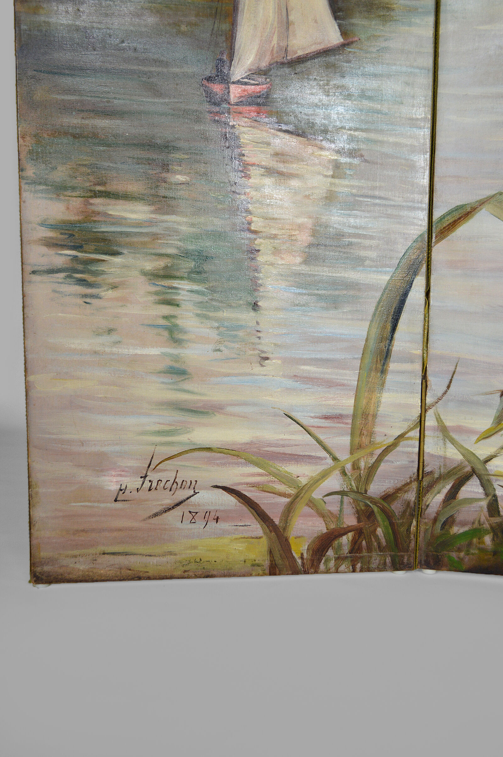 Post-impressionist painted screen by Charles Frechon, France, 1894