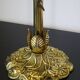 Lampe vintage à col de cygne en bronze doré et soie