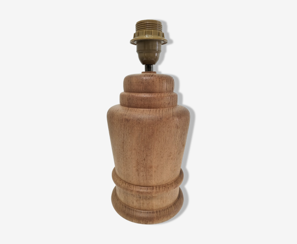 Pied de lampe forme potiche bois massif tourné vintage