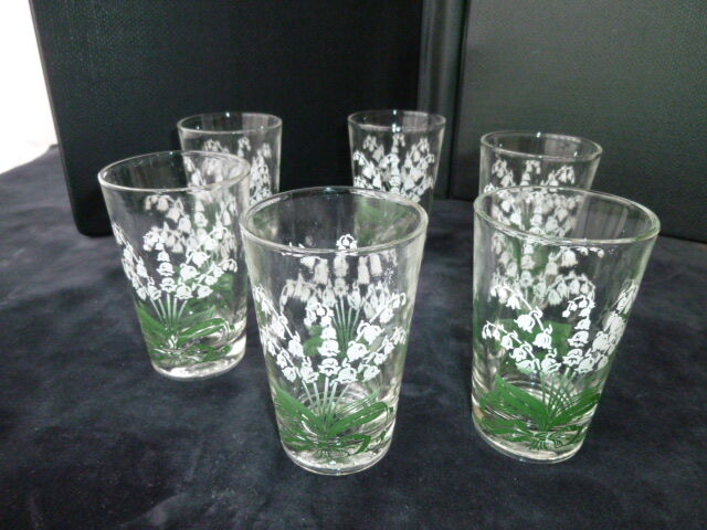 Set of 6 silkscreened cup glasses Souchon Neveusel