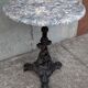 Pedestal table cast iron, marble top