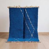 Handmade pure wool rug in blue