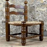 Chair Fireplace Wood & Straw Mountain Chalet Country Cottage No Dudouyt 60's