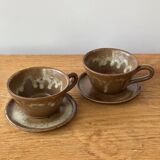 Vintage stoneware cups and saucers