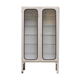 Vintage iron and glass medical cabinet 70s